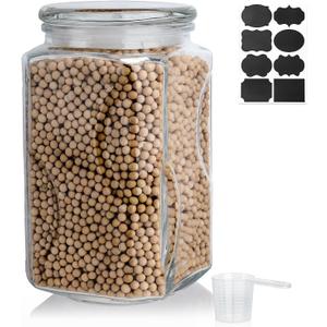 SUROQUE Glass Jars with Lids 78 oz, Airtight Silicone Seal & Non-Slip Design, Large Glass Storage Containers with Lids, Wide-Mouth Storage Containers for Kitchen, Laundry, Pantry & Office