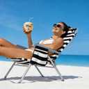 Backpack Beach Chair for Adults 5 Position Reclining Low Beach Chair with Cooler, Cup Holder & Towel Bar, Lightweight Folding Beach Chair Backpack, Portable Lay Flat Beach Lounger Black Stripe