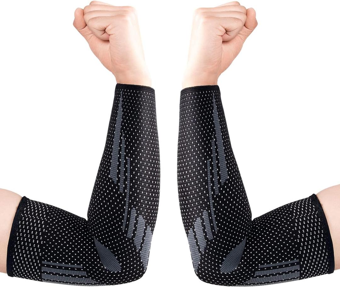 Thx4COPPER Arm Compression Sleeve (2 Pack) Elastic Compression Arm Brace for Tendonitis, Golf, Tennis Elbow, Fitness, Pain Relief- Aid in Recovery for Women and Men- Supportive Comfortable Breathable