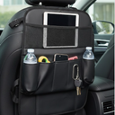 Backseat , Car Seat Storage Delay for Children, Leather Tablet Holder with Foldable Food Trays, Kick Mat Tissue Box, Storage Bag, Travel Accessories