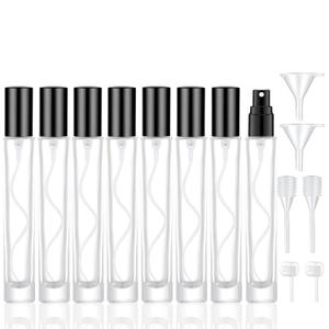 10ml Glass Spray Bottle, Thick Glass Atomizer, Perfume Decanter Kit, Small Travel Perfume Atomizer Bottle Refillable (8PCS, Black)