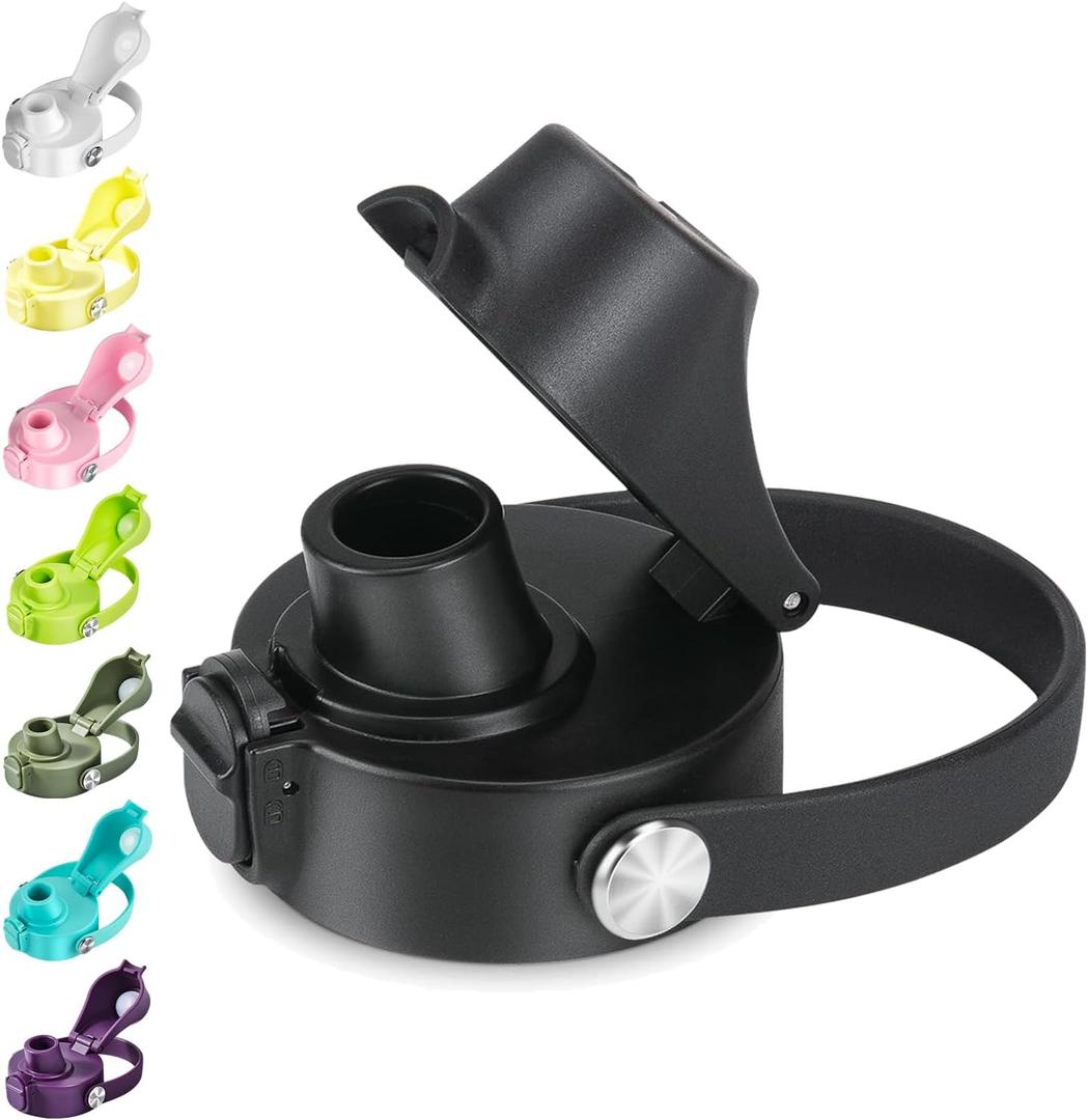 Auto Flip Lid for Hydro Flask Wide Mouth, Great Spout Lid for Simple Modern, Fits for Iron Flask and Other Brands, Replacement Lid with Button Lock (Black*1)