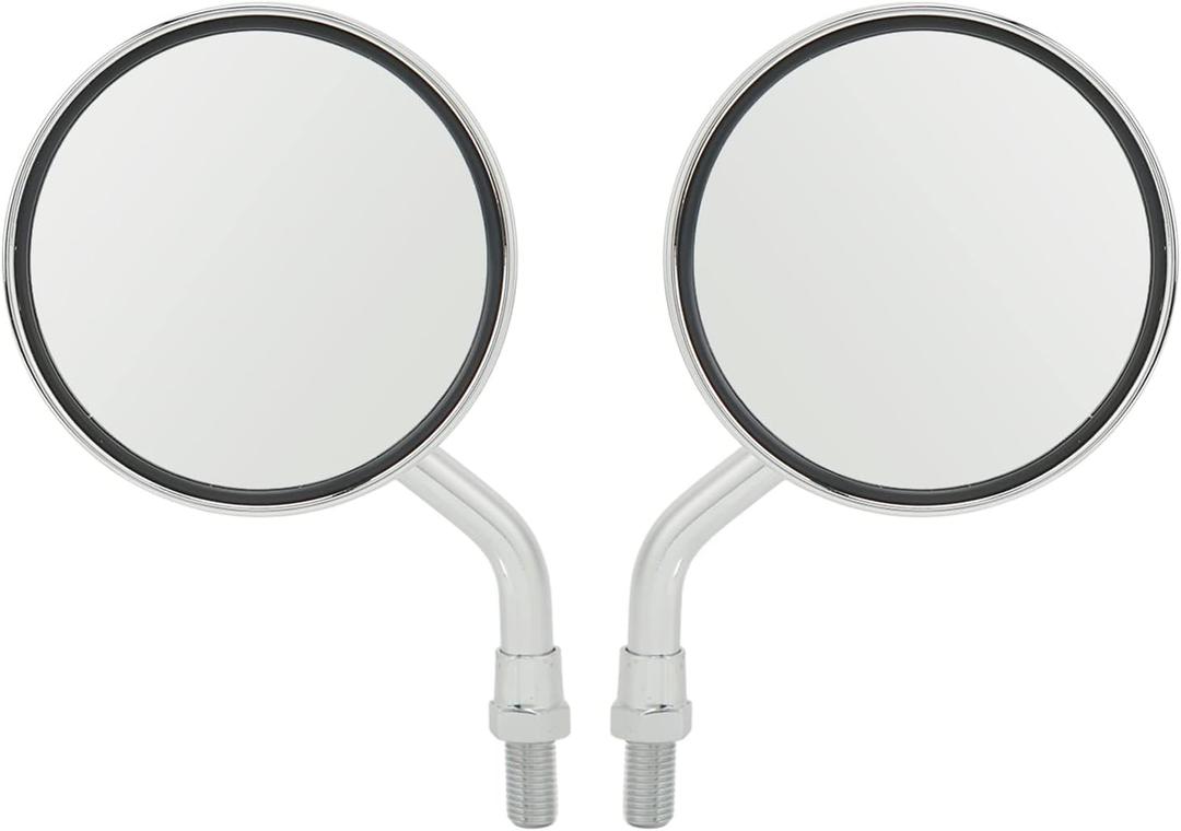 Motorcycle Rear View Mirror, 1 Pair Universal Motorcycle 3.4 Inch Side Mirror Wide Vision Motorcycle Handlebar Round Mirror 8mm 10mm Thread(Silver)
