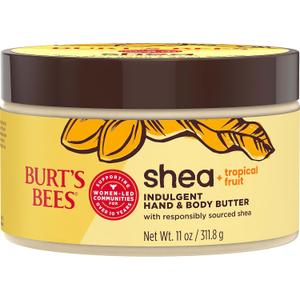 Burt's Bees Shea + Tropical Fruit Indulgent Hand and Body Butter, Non-Greasy, Antioxidant Rich for Glowing Skin, Non-Irritating, Natural Origin Skin Care, 11 oz.