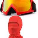 Dirt Bike Motorcycle Goggles with Balaclava Face Cover, Motocross Riding Offroad Glasses for Men Women with Face Mask (Red)