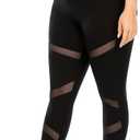 Plus Size Leggings, Black Mesh Yoga Pants for Women with Pockets High Waisted Tummy Control & Squat Proof Workout Leggings Black 5XL (Black)