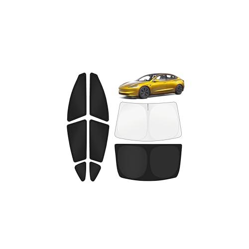 KUST Car Window Shades for Tesla Model 3 Highland 2024-2025 2026 Windshield Sun Shade Side Window Cover UV Block Privacy Protection Accessories for Camping Blackout Rear Back Full Set 8PCS