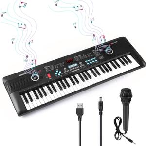 61 key keyboard Piano, Portable Electronic Digital Piano, Built In Dual Speakers, External Microphone, Power Plug, Rich Teaching Content, Multi-Functional Electronic Piano Suitable For Beginners