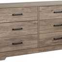 Prepac Rustic Ridge Farmhouse 6-Drawer Double Dresser, Brown Dresser for Bedroom, Chest of Drawers with 6 Storage Drawers, 53.25” wide x 18.25” deep x 28.5” tall, Brown
