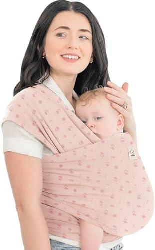 KeaBabies Baby Wrap Carrier - All in 1 Original Baby Carrier Newborn to Toddler Sling, Easy to Wear, Hands Free Bonding, Lightweight, Breathable Infant Wraps (Pink Daisies)