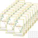 Gold Frames 5X7 Acrylic Sign Holder Double-Sided Acrylic Picture Frames Display Stand for Flyer Holder Menu Holder Wedding Table Number with Removable Sticky Dots-24 Pack