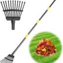 Rake for Leaves, Small Leaf Rake for Garden, 70-inch Adjustable Metal Rakes-Tool with 11 Steel Tines for Gardening, Yard, Shrub, Flower Beds, Lawns