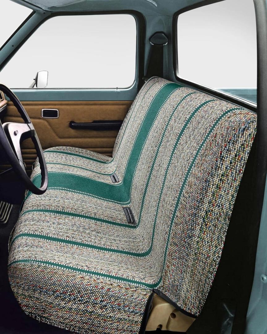 West Coast Auto Car Seat Covers, Baja Saddle Blanket Car Accessories, Universal Fit for Ford, Chevrolet, Dodge, Bench Seats, and Full-Size Pickup Trucks (Green)