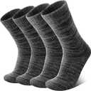 Anlisim Merino Wool Warm Boot Hiking Socks Thermal Extra Thick Winter Cozy Crew Comfy Cushioning Work Women Men Socks 4 Pairs (Large, Black Series)