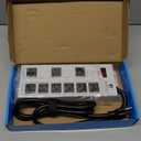 Magnetic Heavy Duty 20A Power Strip with Surge Protector, 9-Outlet Metal Junction Box with 6FT 12/3 Gauge Cord, for Garage, Workshop & Appliance (Silver)