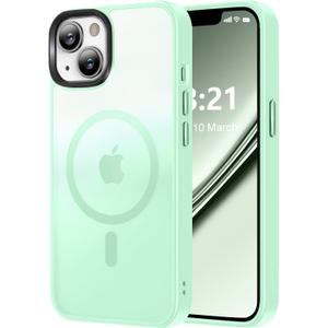 Magnetic for iPhone 13 Case/iPhone 14 Case, [Compatible with Magsafe & Military-Grade Protection] Slim Translucent Matte Phone Case for iPhone 13/14 6.1 inch,Light Green