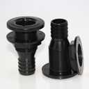 2Pcs Thru Hull Fitting(1-1/4"), Marine Through Hull Connector Fitting for Boats, Black