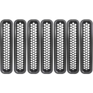 Hooke Road Wrangler Grill Mesh Inserts Front Grille Guard Cover Clip-in Matte Black for 1997-2006 Jeep Wrangler TJ & Unlimited (Pack of 7)