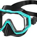 Bairuifu Kids Swim Goggles Snorkel Mask, Latest 3-Window Lens Wide Vision, Crystal Clear, Swimming Goggles Soft Nose Cover (Light Blue Black)