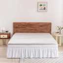 Wrap Around Bed Skirt - White King Size Bed Skirt with 12 Inch Drop, Adjustable Elastic Dust Ruffles Easy Fit, King Bed Skirts with Jacquard Texture, Easy Install