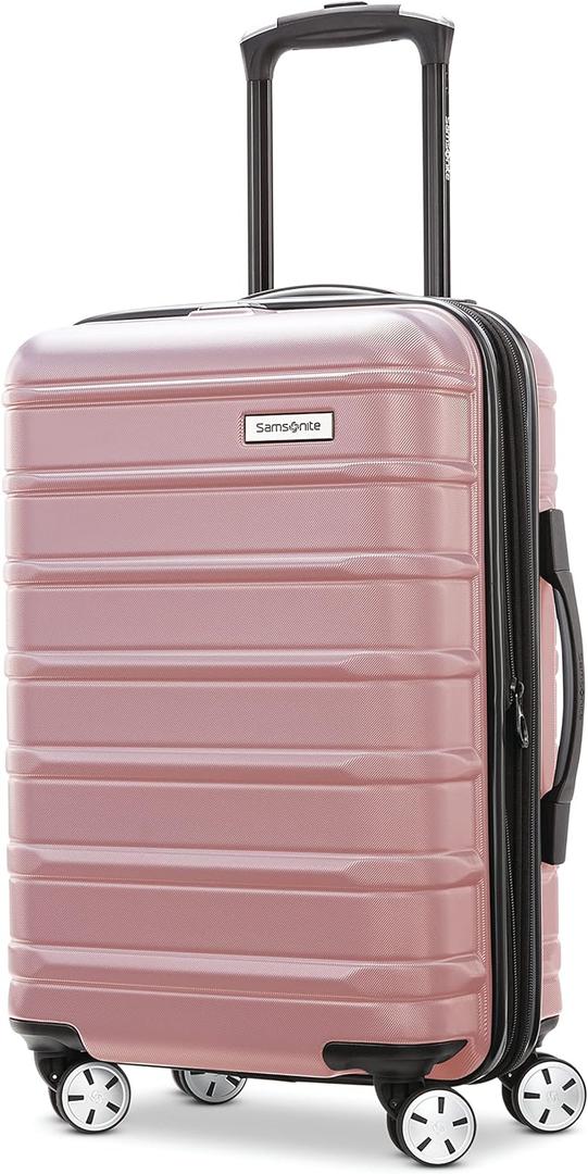 Samsonite Omni 2 International Carry-On Luggage with 360 Spinner Wheels - Scratch Resistant Hardshell - TSA, Airline-Approved - Expandable Polycarbonate Shell for Lightweight Travel - Rose Gold