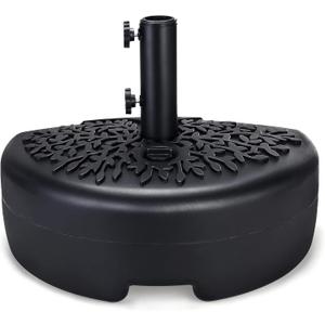 Home Zone Living 40lb Half Round Fillable Patio Umbrella Base Stand, 18in, Pole Holder, Water or Sand, Fits Poles Up to 1.9in(48mm) Diameter, UV Resistant, Lawn, Deck, Backyard, Garden, USA-Based