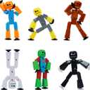 Zing Stikbot 6 Pack, Set of 6 Stikbot Collectable Action Figures, Create Stop Motion Animation (Styles May Vary)