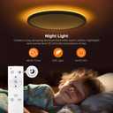 Matane Flush Mount Ceiling Light Fixture with Remote Control, Nightlight 8.7 Inch 18W 3000K-6500K Adjustable, Led Low Profile Ceiling Lights for Bedroom, Living Room,Dining Room, Kitchen, Round Black