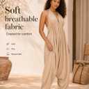 Likemary Halter Top Harem Jumpsuits for Women - Comfy One Piece Romper with Pockets - Sexy Boho Vacation Outfit for Summer (Beige) One Size