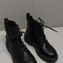 DREAM PAIRS Combat Boots Ankle Booties Lace-up Platform Side Zipper Lug Sole Boots (5.5, Black)