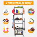 PLKOW Sports Equipment Storage for Garage, Indoor/Outdoor Sports Rack for Garage, Ball Storage Garage Organizer with Basket and Hooks,Toy/Sports Gear Storage