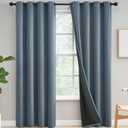 Yakamok 100% Blackout Curtains for Bedroom 84 Inch Length, Light Blocking Drapes with Black Backing, Thermal Insulated Solid Grommet Panels for Living Room, 52Wx84L, Stone Blue, 2 Panels