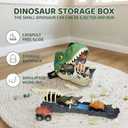 Dinosaur Launch Tracks Toys with Rolling Wheels & Storage Box & Shoulder Bag, 3-in-1 Toy Set for Kids 3+, Cool Dinosaur Car Playset for Toddler Boys & Girls' Festival Gift (Tyrannosaurus rex)