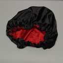 Fittia Men's Satin Bonnet for Short Hair with Adjustable Strap - Sleeping Cap for Fade, Afro & Natural Hair Care, Wave Cap (Medium, Claret-black)