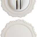 2Pcs Round Silicone Placemats and Coasters Set, Heat Resistant Waterproof Dish Mats for Dining Table, Easy Wipe Off for Kitchen Counter, Cup Holder Coasters for Drink Spills (Off-White)