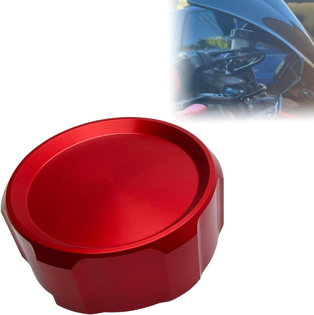 Front Brake Fluid Reservoir Cap CNC Aluminum Oil Cap Cylinder Cover Motorcycle Accessories Universal Replacement for Yamaha Kawasaki Suzuki Honda (Red)