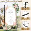 Wedding Welcome Sign Stand, Adjustable Welcome to our Wedding Sign Holder with Leather Sign Hanging Straps, Black Easel Stand for Wedding Reception Entrance Welcome Sign Poster Seating Chart Board Display
