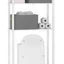Over Toilet Bathroom Organizer - 3-Tier Bamboo Behind The Toilet Bathroom Organizer Shelf Freestanding Toilet Rack Space Saver for Bathroom Laundry Home, Easy Assembly with 2 Storage Bags (White)