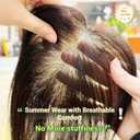 Anemone Human Hair Topper for Women 11" Clip in Bangs 9g Ultra-Light Borderless Swiss Lace Hairpiece for Thinning & Grey Hair (7 * 11 Brown Mid Bangs)