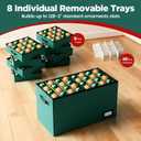 Christmas Ornament Storage Box, Ornament Organizer Storage box with Lids and Adjustable Dividers, Store Up to 128-3" Ornaments, Large Holiday Decor Storage Container with 8 Stackable Trays, Green