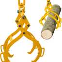 32IN Log Lifting Tongs,Log Grapple,Timber Claw Hook 4 Claw Timber Heavy Duty Solid Steel Swivel Dragging Steel Tongs Lifting Skidding Logging Grabber