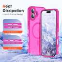 for iPhone 16 Plus Case with Magnetic [Compatible with Mag-Safe] [Upgraded Full Camera Protection] [Heat Dissipation] Matte Translucent Back Shockproof Phone Cover 6.7 Inch-Hot Pink