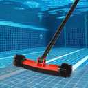Pool Brush Head, Pool Cleaning Brush with Durable Around Nylon Bristles, EZ Clip Aluminum Handle- Clean Swimming Pool Walls, Steps & Corners Faster Heavy Duty Scrub Brush with
