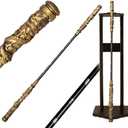 LuGlory 67-Inch Handcrafted Retractable Metal Staff -Inspired Gold-Banded Staff, Durable Alloy, Perfect for Fans and Collectors Cosplay