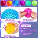 Liliful 60 Pcs Large Light up Bouncy Balls 3.4 Inch LED Rubber Ball Spiky Flashing Lights Holiday Blinking Sensory Bouncy Flash Stress Ball for Adults, Pets, Party Favors, Christmas