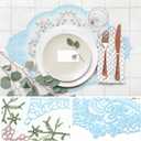Mixweer 10 Pcs Blue Retro Lace Placemats Oval Embroidered Table Place Mats French Crochet Doilies Vintage Coasters Cup Mat 12'' x 16'' for Wedding Cup Vase Table Decor