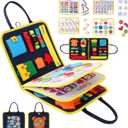 Toddler Busy Board Montessori Toys for 1 2 3 4 Year Old Girls Boy Gifts, Preschool Educational Activities Busy Book for Learning Fine Motor Skills, Travel Toys for Toddlers Airplane Car