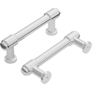 Hickory Hardware 1 Pack Solid Core Kitchen Cabinet Pulls, Luxury Cabinet Handles, Hardware for Doors & Dresser Drawers, 3 Inch Hole Center, Chrome, Piper Collection
