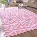 Ompaa Ultra Soft Shaggy Rugs Memory Foam Bedroom Carpet, Pink 4 x 6 Feet, Plush Geometric Textured Area Rugs for Living Room Couch Dorm Bedside Kids Girls Teens Room Nursery Decor Floor Mat (4x6 Feet)