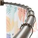 Curved Shower Curtain Rod, 35-76 Inches Adjustable, Stainless Steel, Rust-Proof, Round Curved Rod for Bathroom, Stall, Bathtub, Need to Drill, Bronze